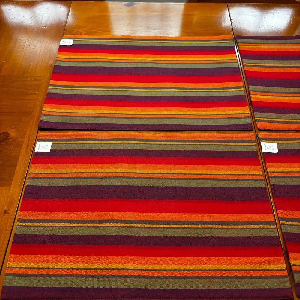 Pier 1 Imports Geometric Striped Pattern Cotton Placemats Set of 4
